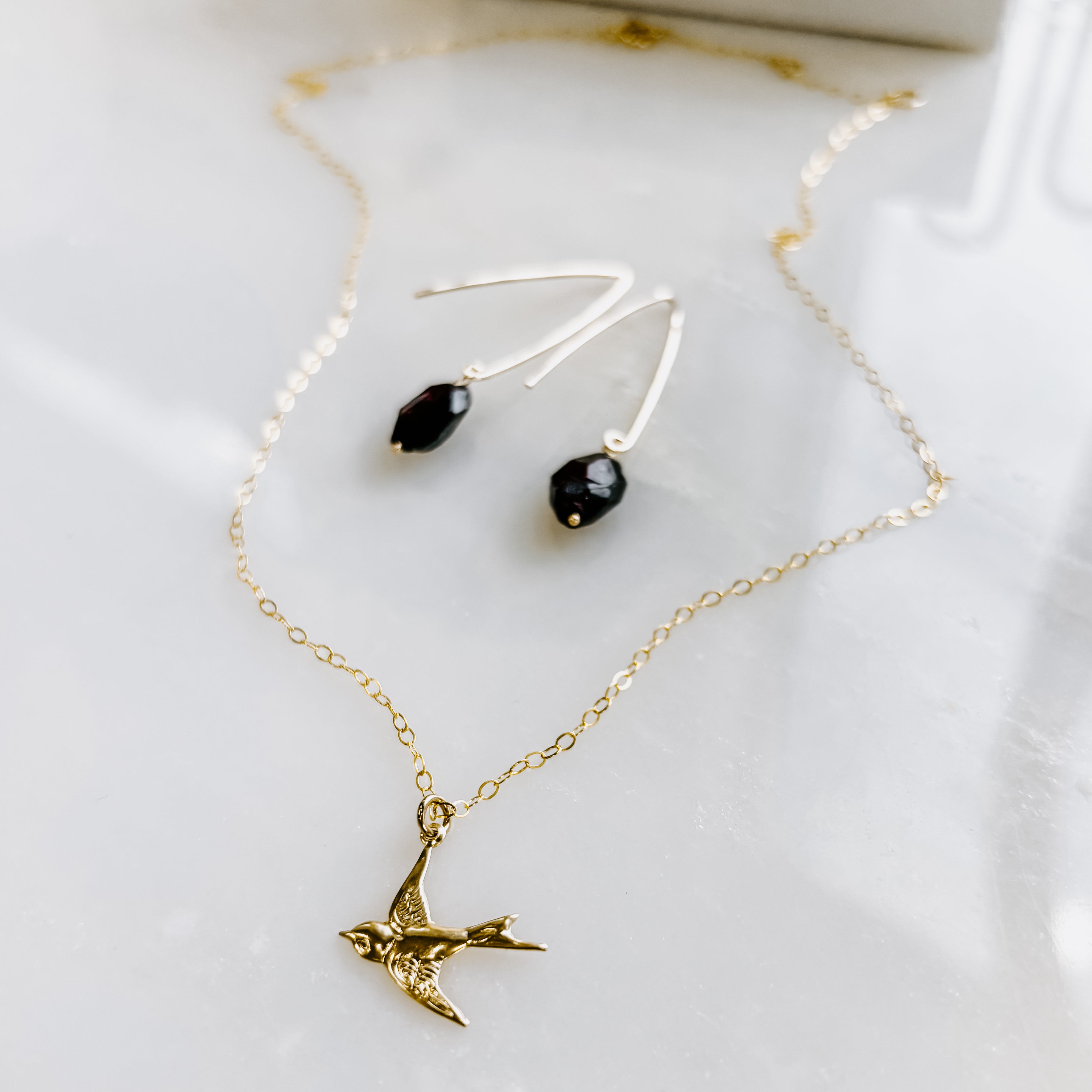 Dainty Flying Swallow Bird Necklace