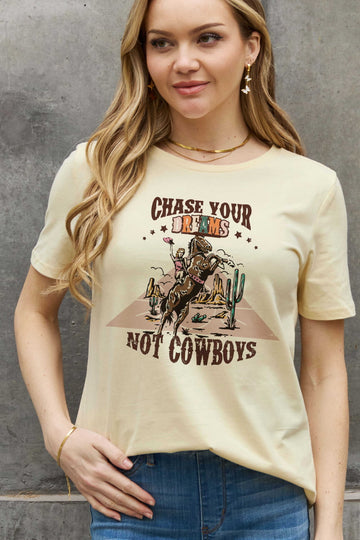 Simply Love-Chase Dreams Not Cowboys Graphic Tee