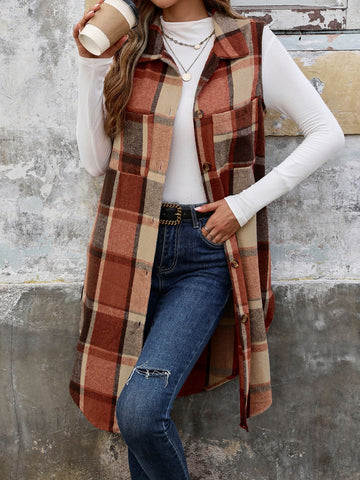 Perfee- Fall Block Long Vest