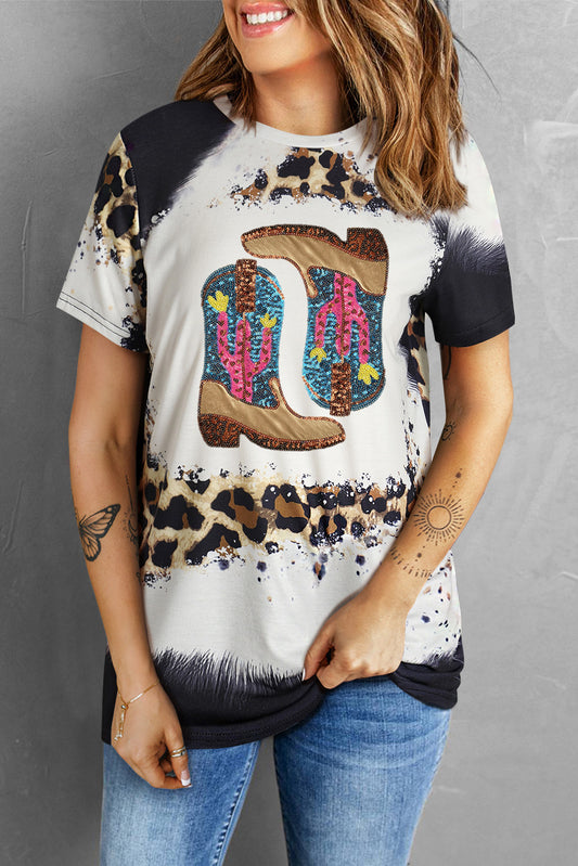 Sequin Boots Graphic Tee