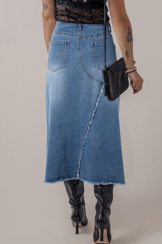 Gravel Roads Asymmetric Denim Skirt