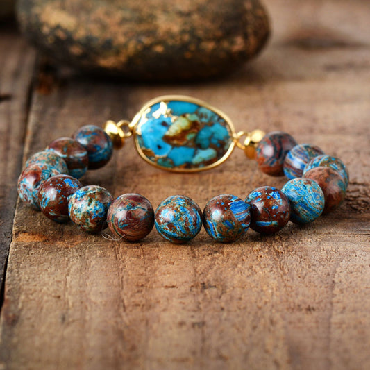 Natural Stone Golden Trim Bracelet