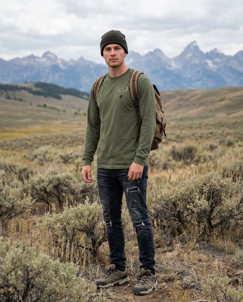 Elk, Wyldlife for Tomorrow, Moss Apparel, Long Sleeve T-Shirt