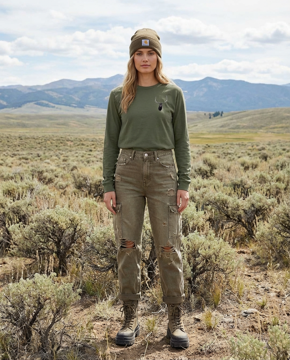 Elk, Wyldlife for Tomorrow, Moss Apparel, Long Sleeve T-Shirt