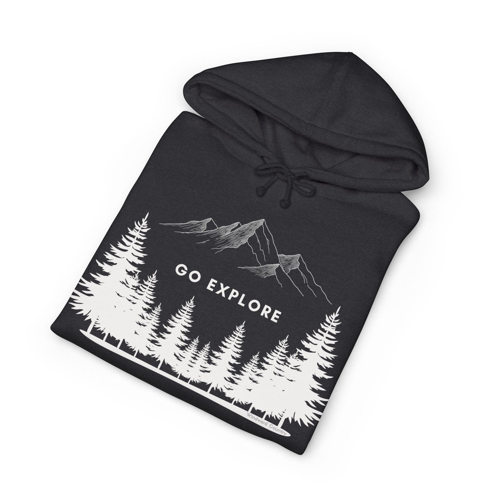 Go Explore Hoodie — Outdoor Mountain Forest Graphic Sweatshirt