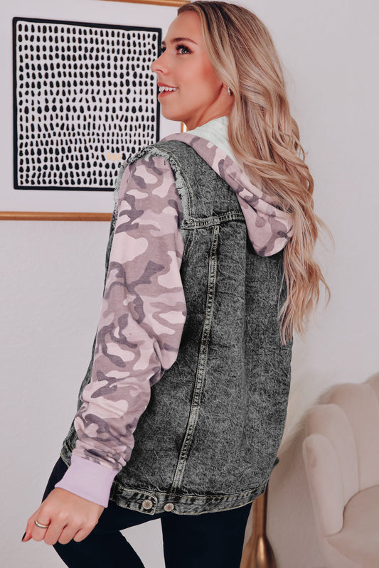 Camo Sleeve Denim Jacket