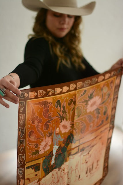 Round Up Silk Western Cowgirl Wild Rag Scarf