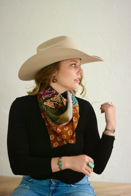 Round Up Silk Western Cowgirl Wild Rag Scarf