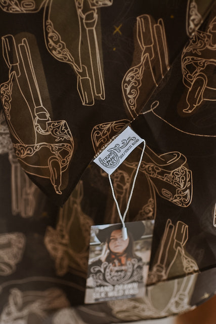 Western Saddle in Arena Brown Silk Scarf Wild Rag