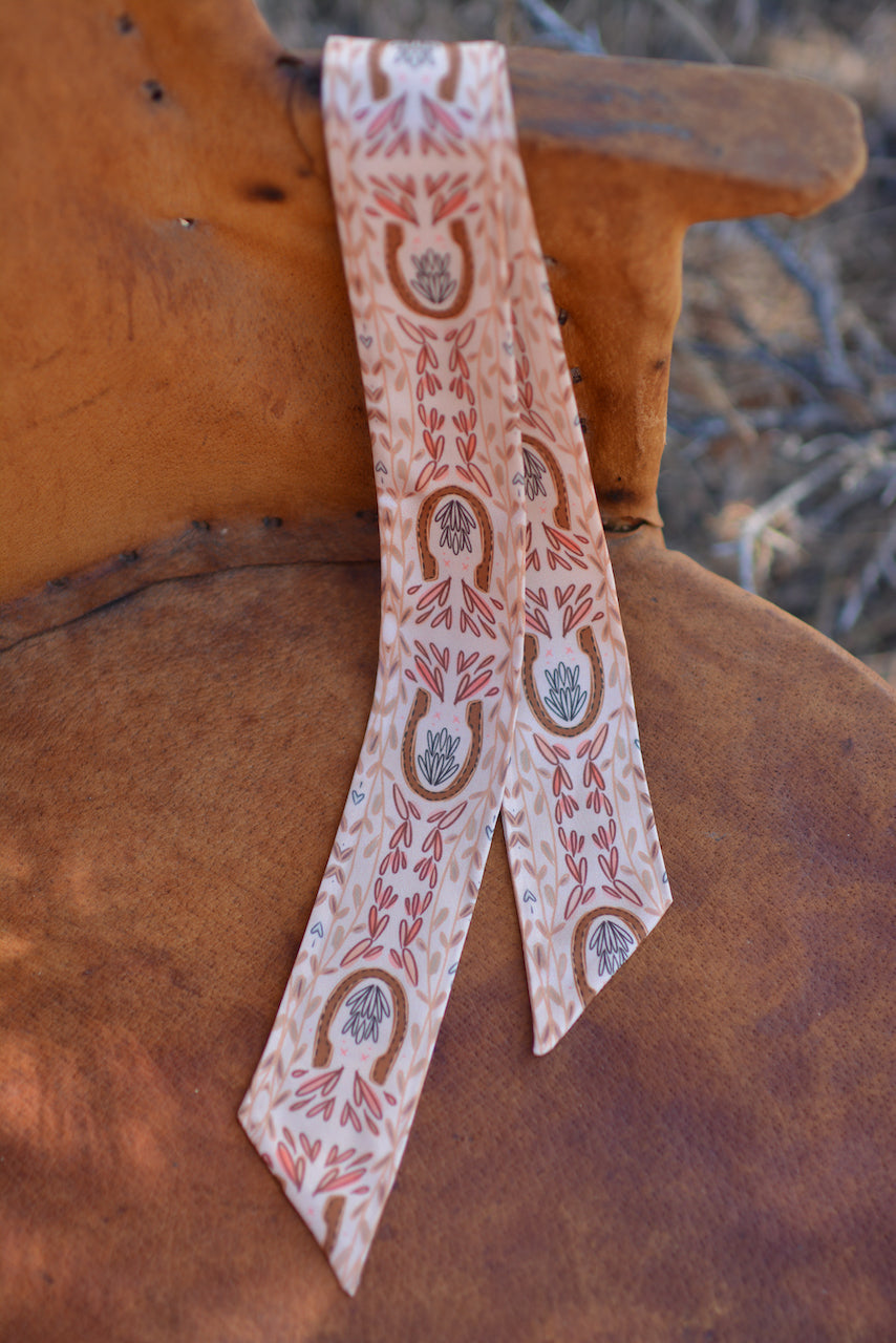 Western Harvest in Dusty Rose Silk Twilly Cowgirl Scarf