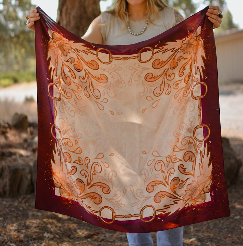 Show Day D Ring Snaffle Bit Large 100% Mulberry Silk 35x35: Wild Rag Scarf in Vintage Plum