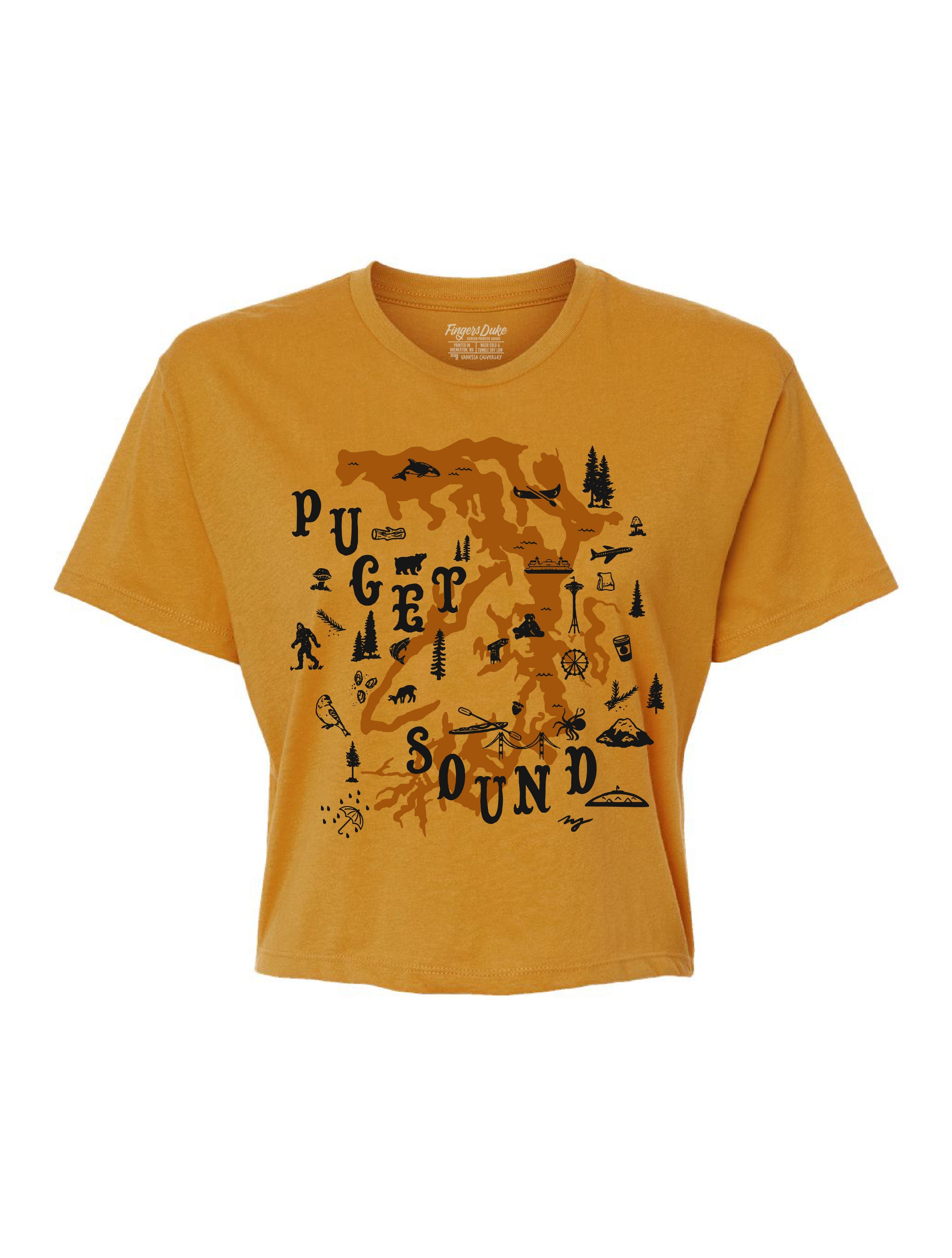 Puget Sound Map Variant · Cropped T-Shirt