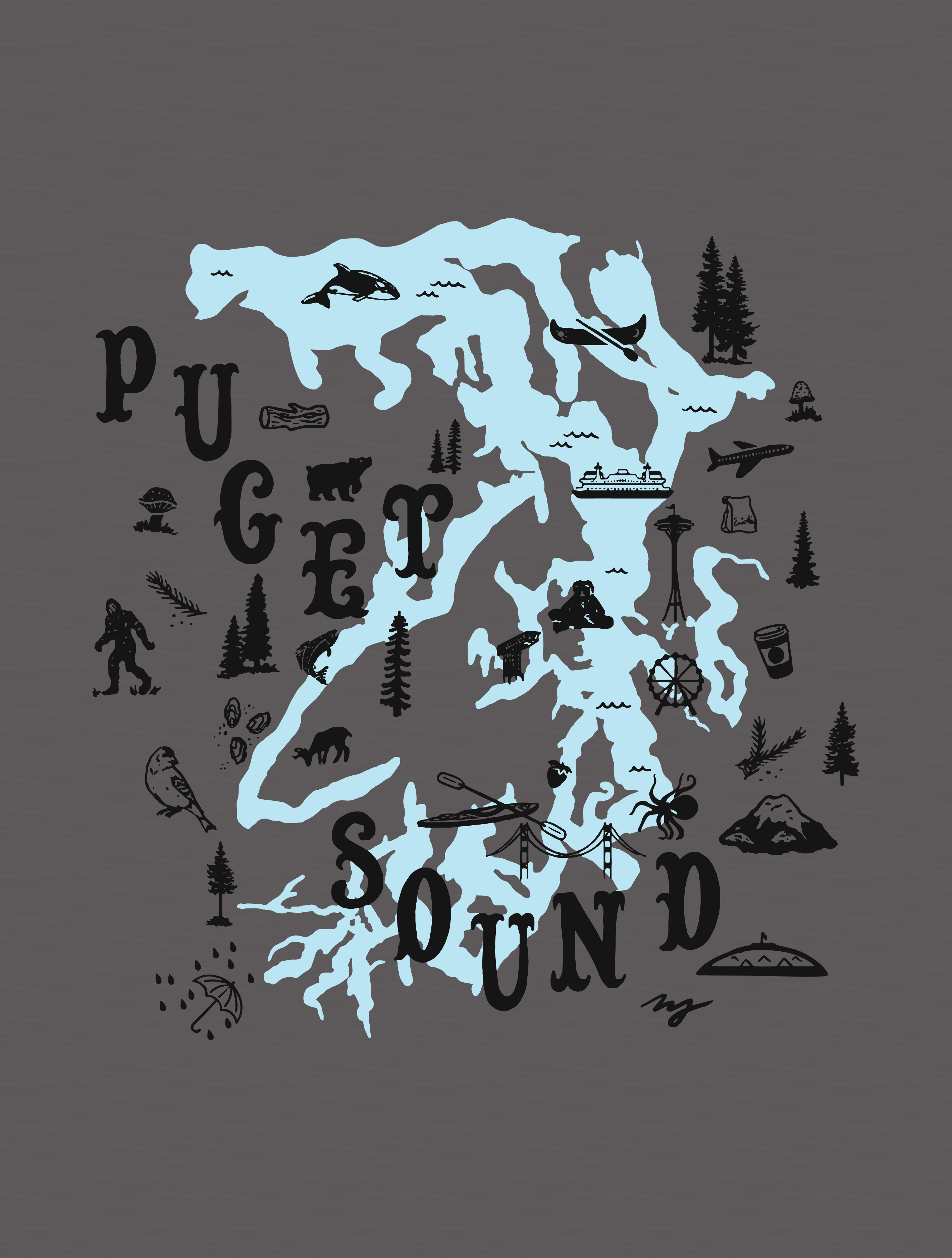 Puget Sound Map · Cropped T-Shirt