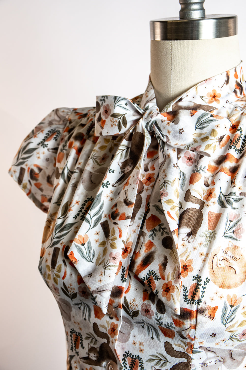 Estelle Blouse - Here Kitty Kitty, Ivory