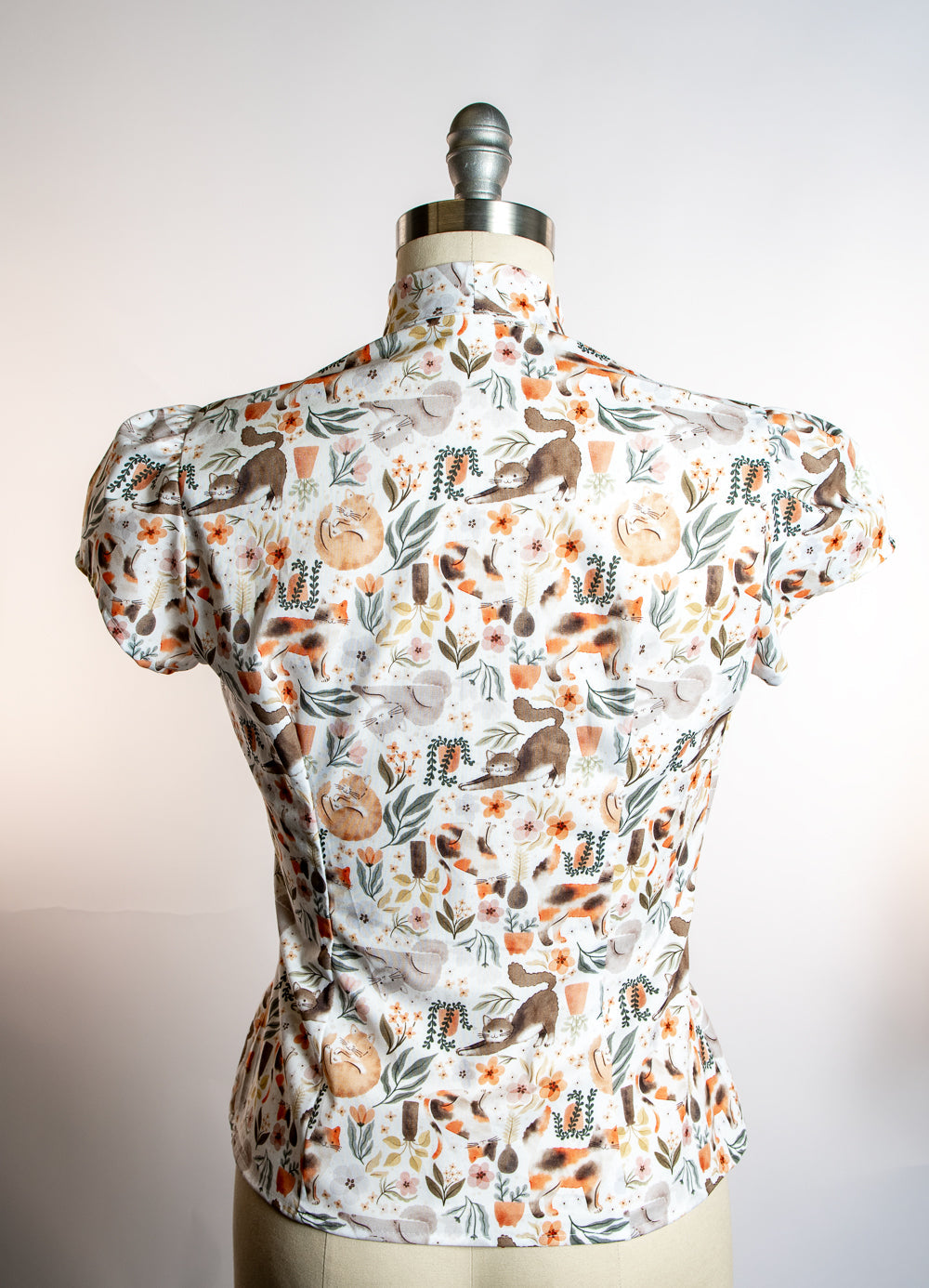 Estelle Blouse - Here Kitty Kitty, Ivory