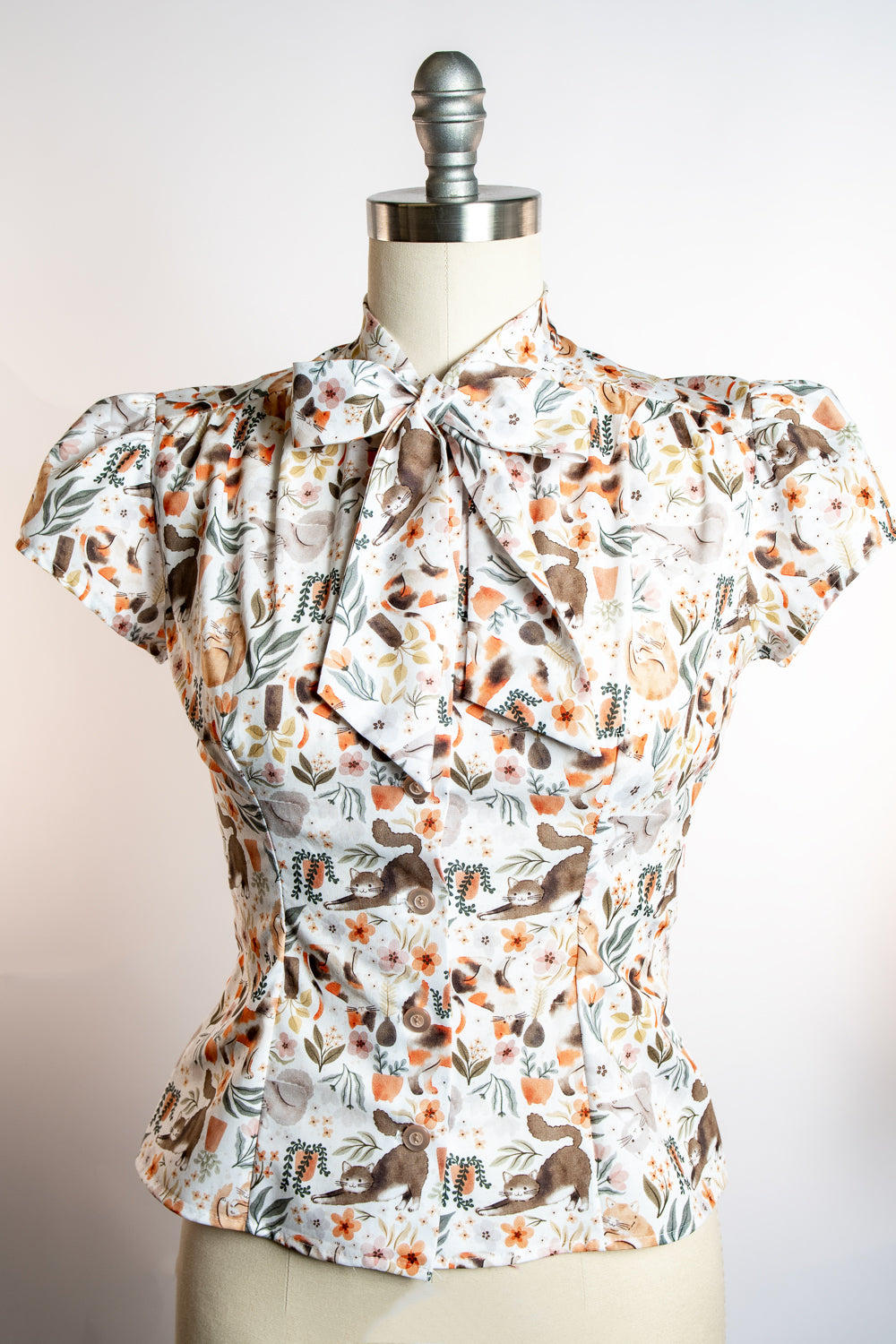 Estelle Blouse - Here Kitty Kitty, Ivory