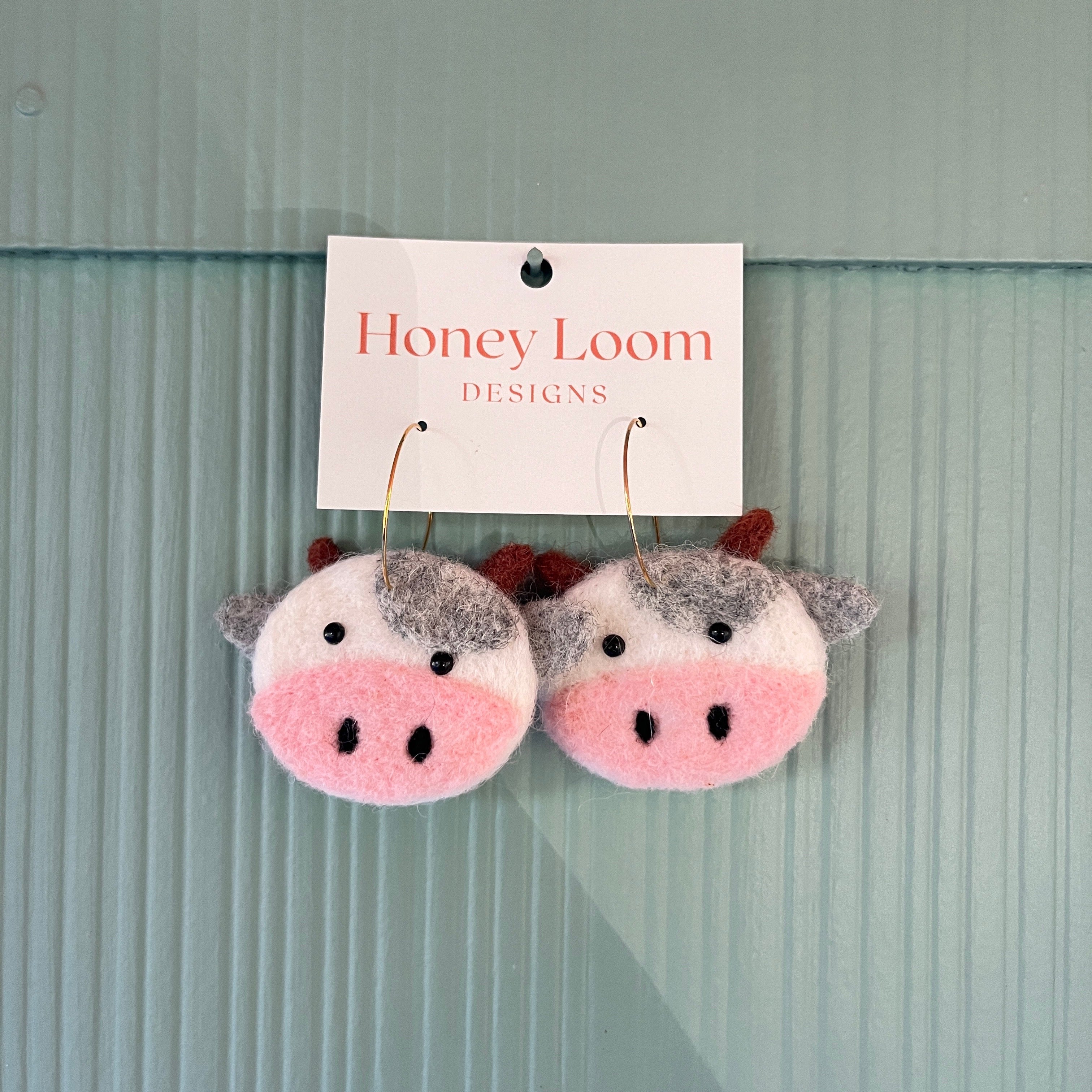 Cow Felt Earrings