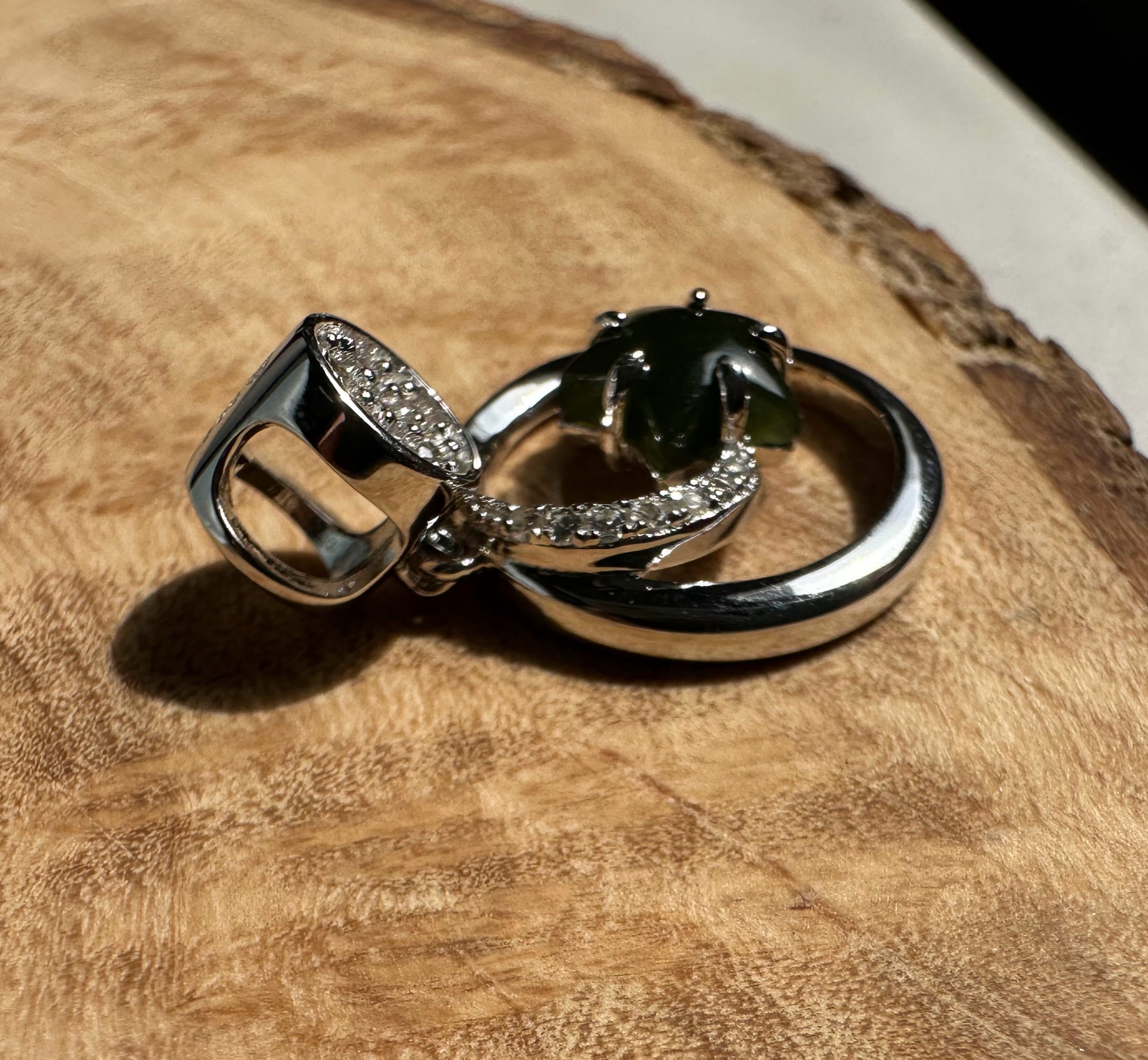 Canadian Jade and Silver Star and Moon Pendant - 5817