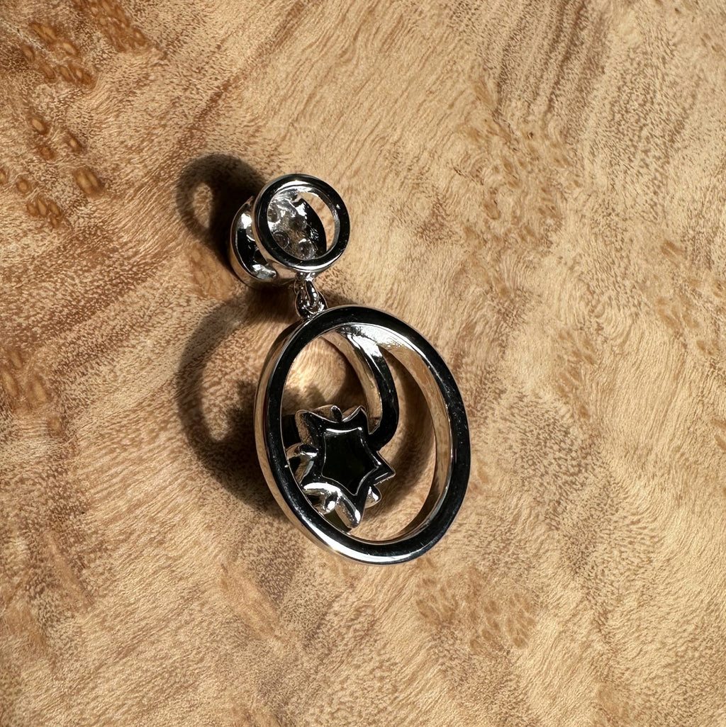 Canadian Jade and Silver Star and Moon Pendant - 5817