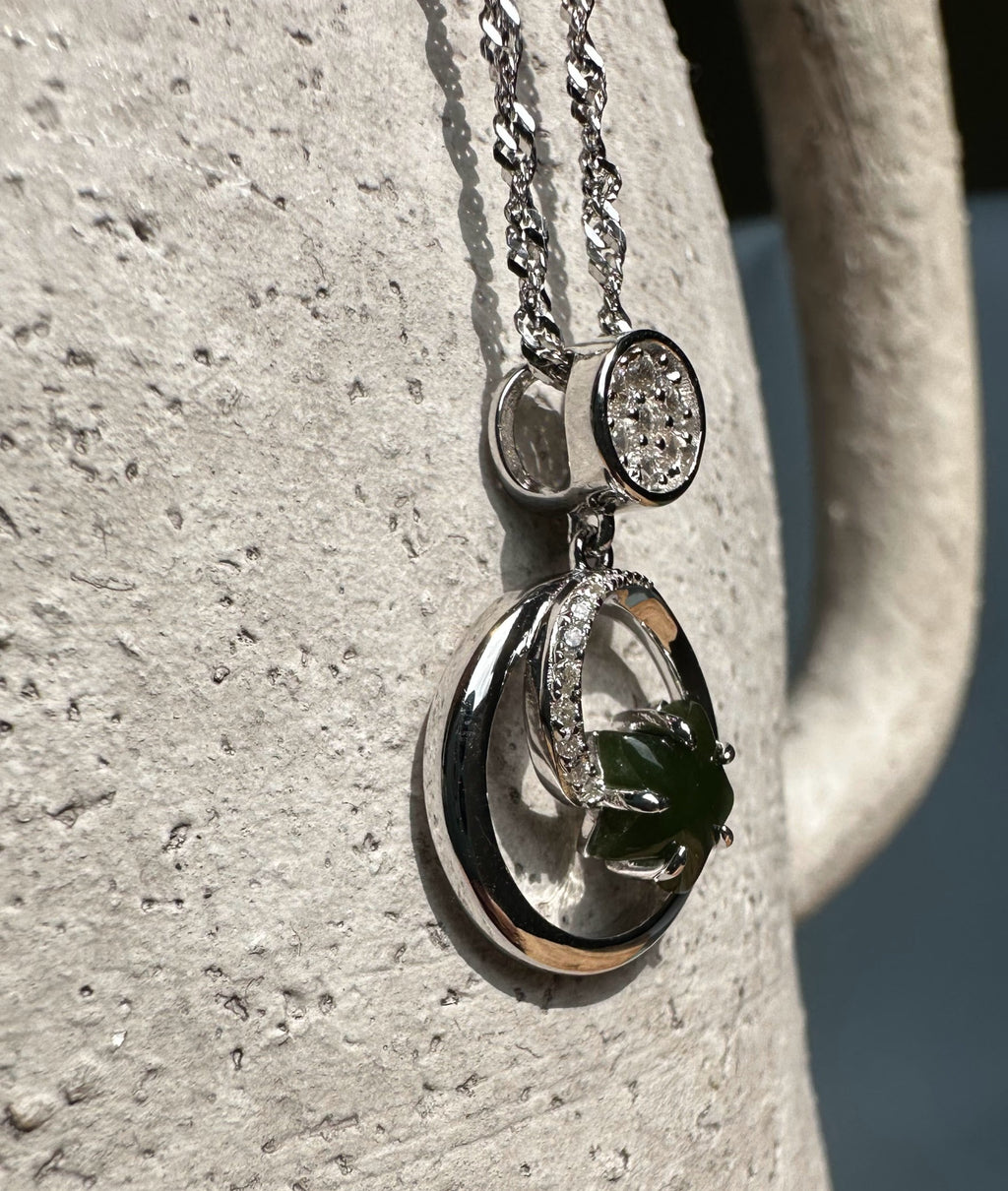 Canadian Jade and Silver Star and Moon Pendant - 5817