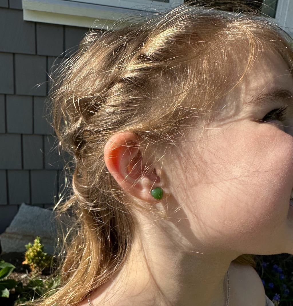 Jade Heart Stud Earrings, 0575
