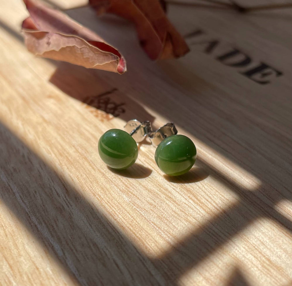 Jade Flat Stud Earrings, (Multiple sizes)