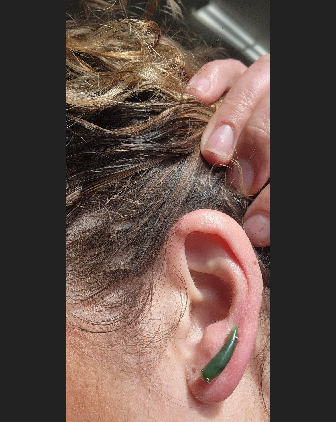 Canadian Jade Ear Climbers Earrings On Sterling Silver