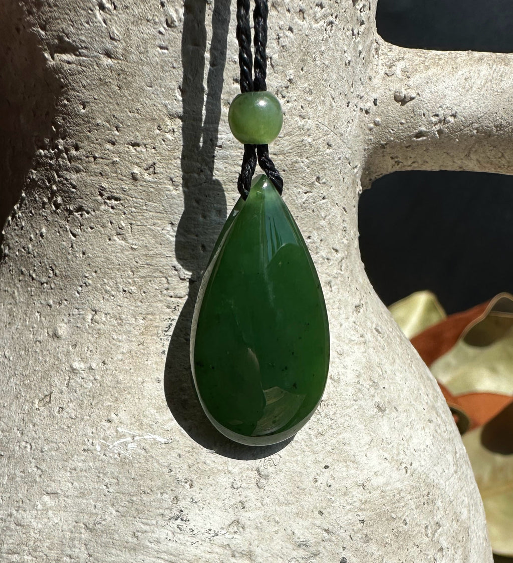 Jade Teardrop Pendant, 17x32mm