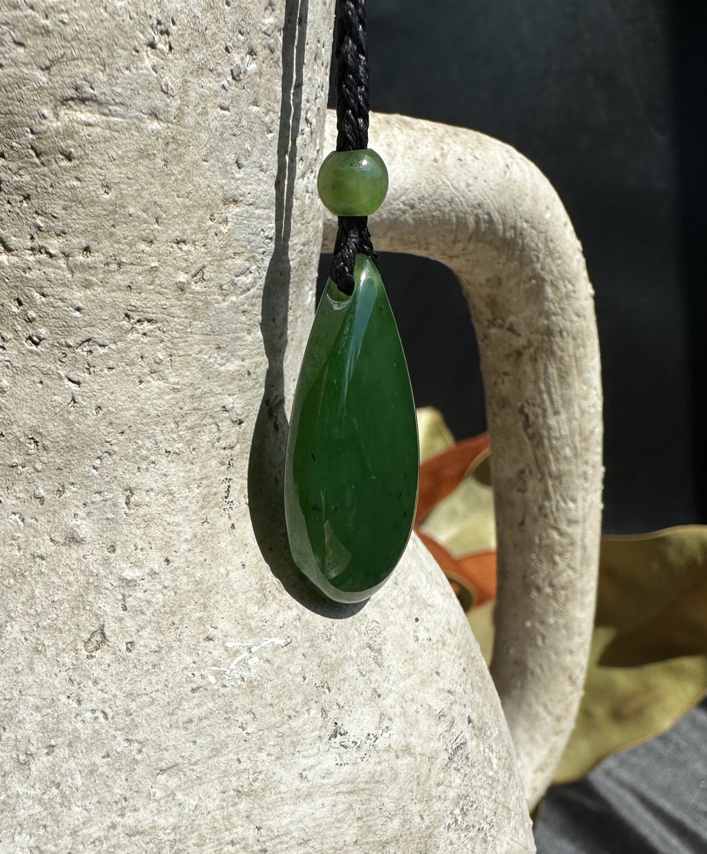 Jade Teardrop Pendant, 17x32mm