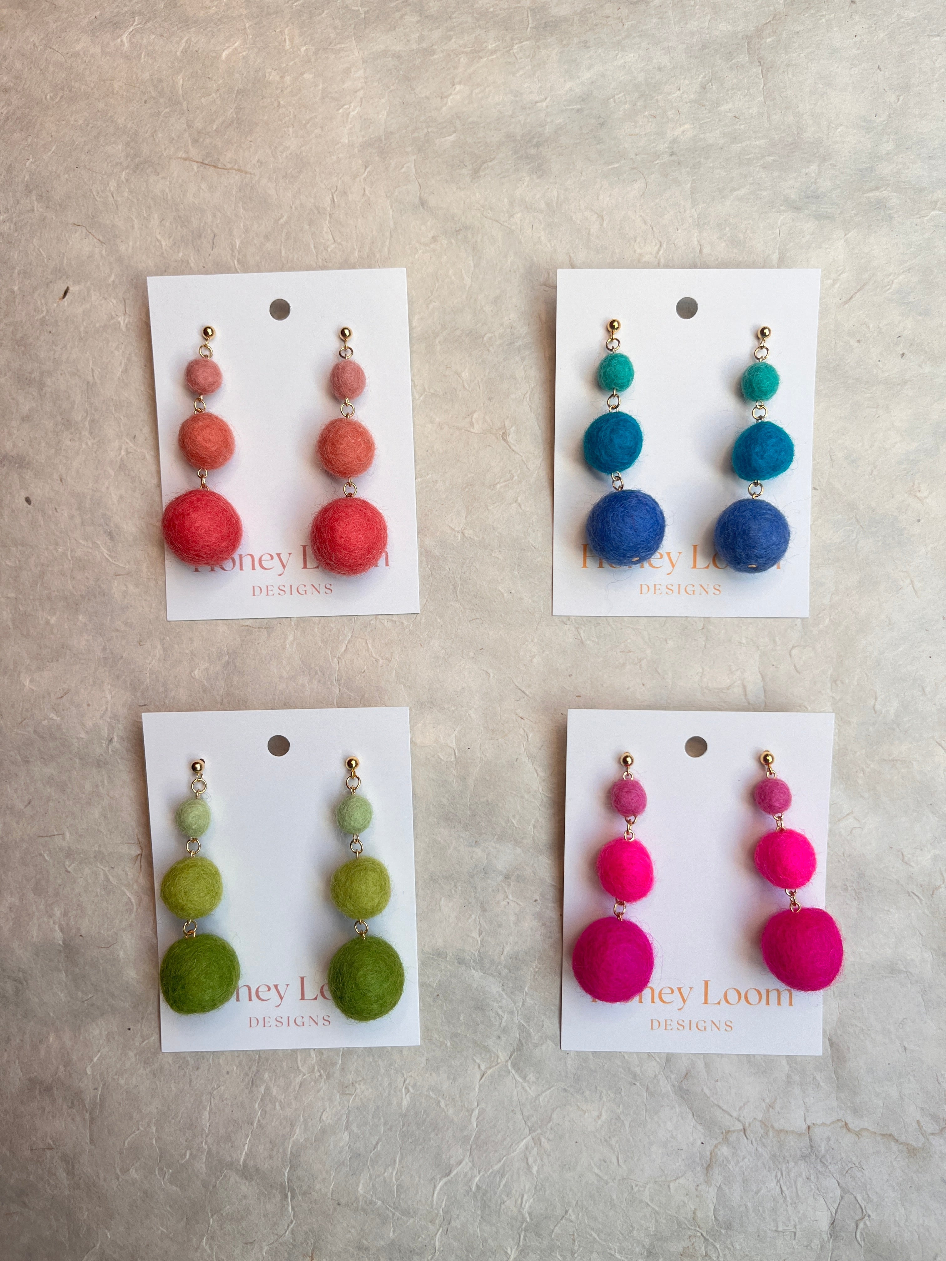 Minimalist Ombré Felt Ball Earrings
