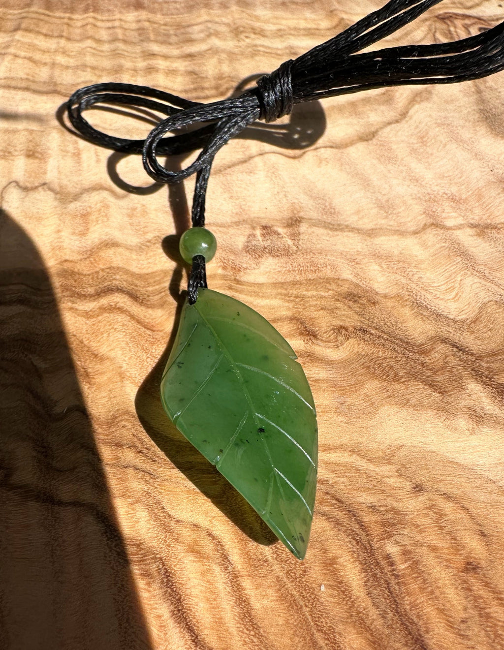 Canadian Jade Leaf Pendant 38mm - 2219