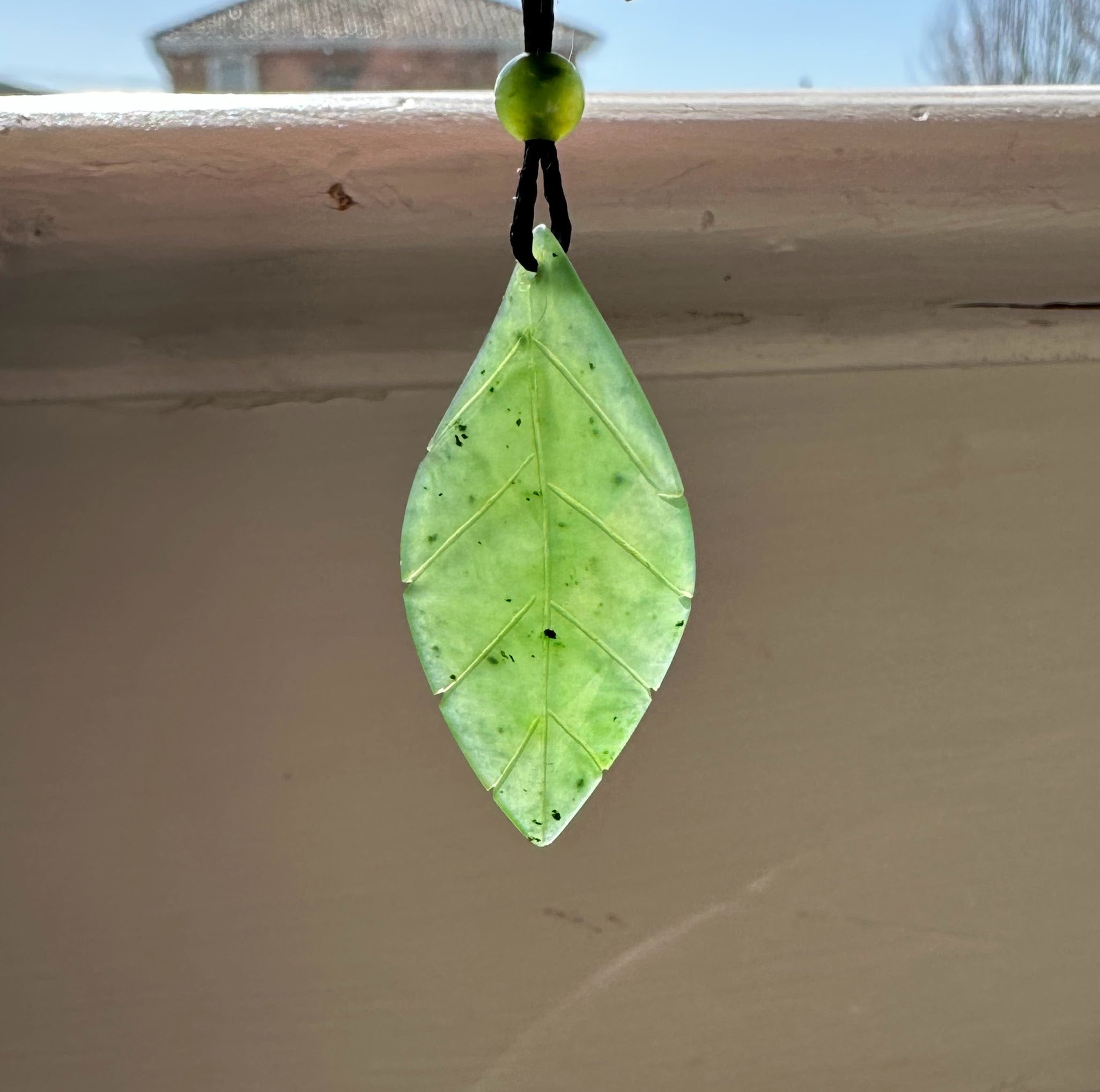 Canadian Jade Leaf Pendant 38mm - 2219