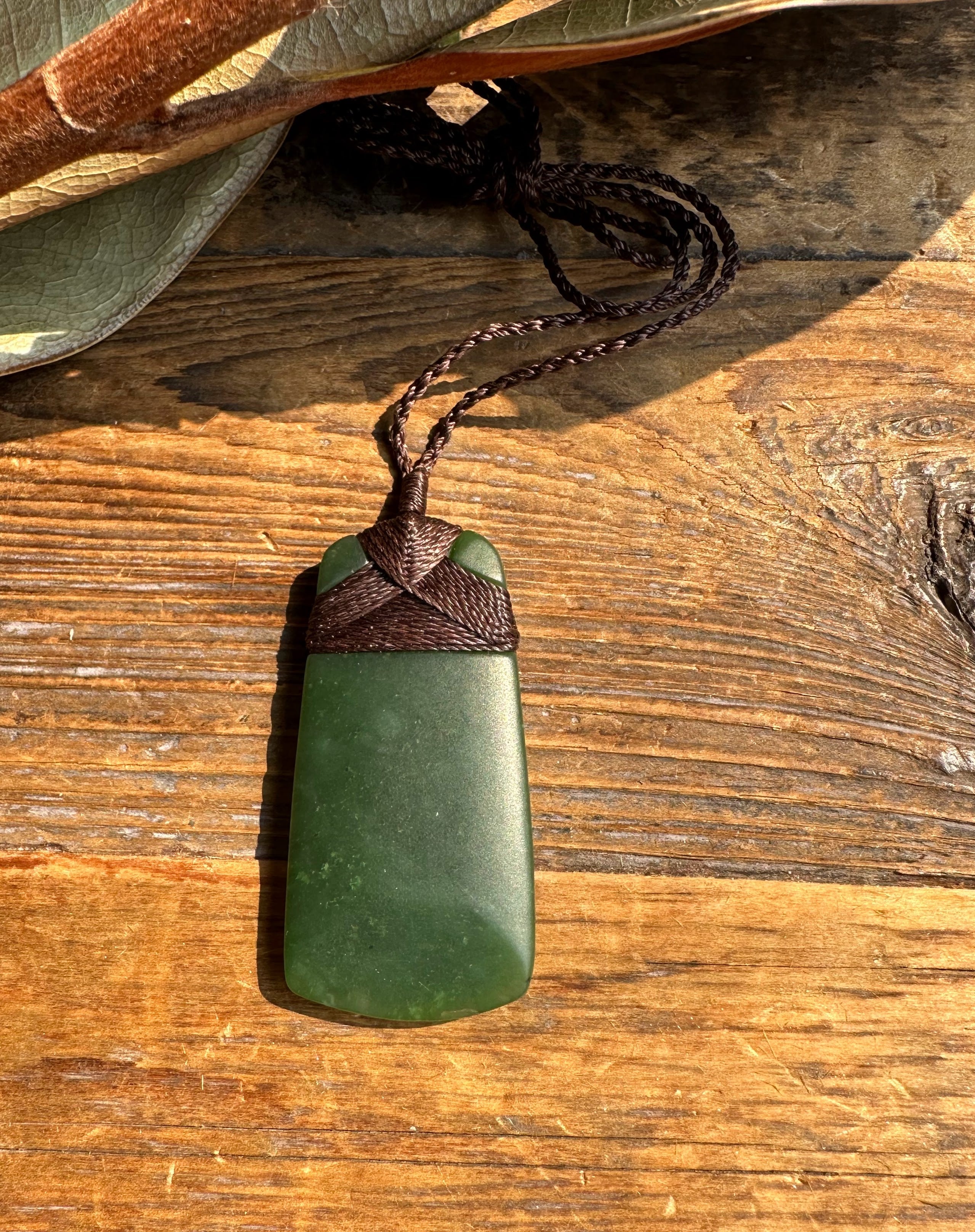 Dark Green Jade Adze Pendant, 50mm