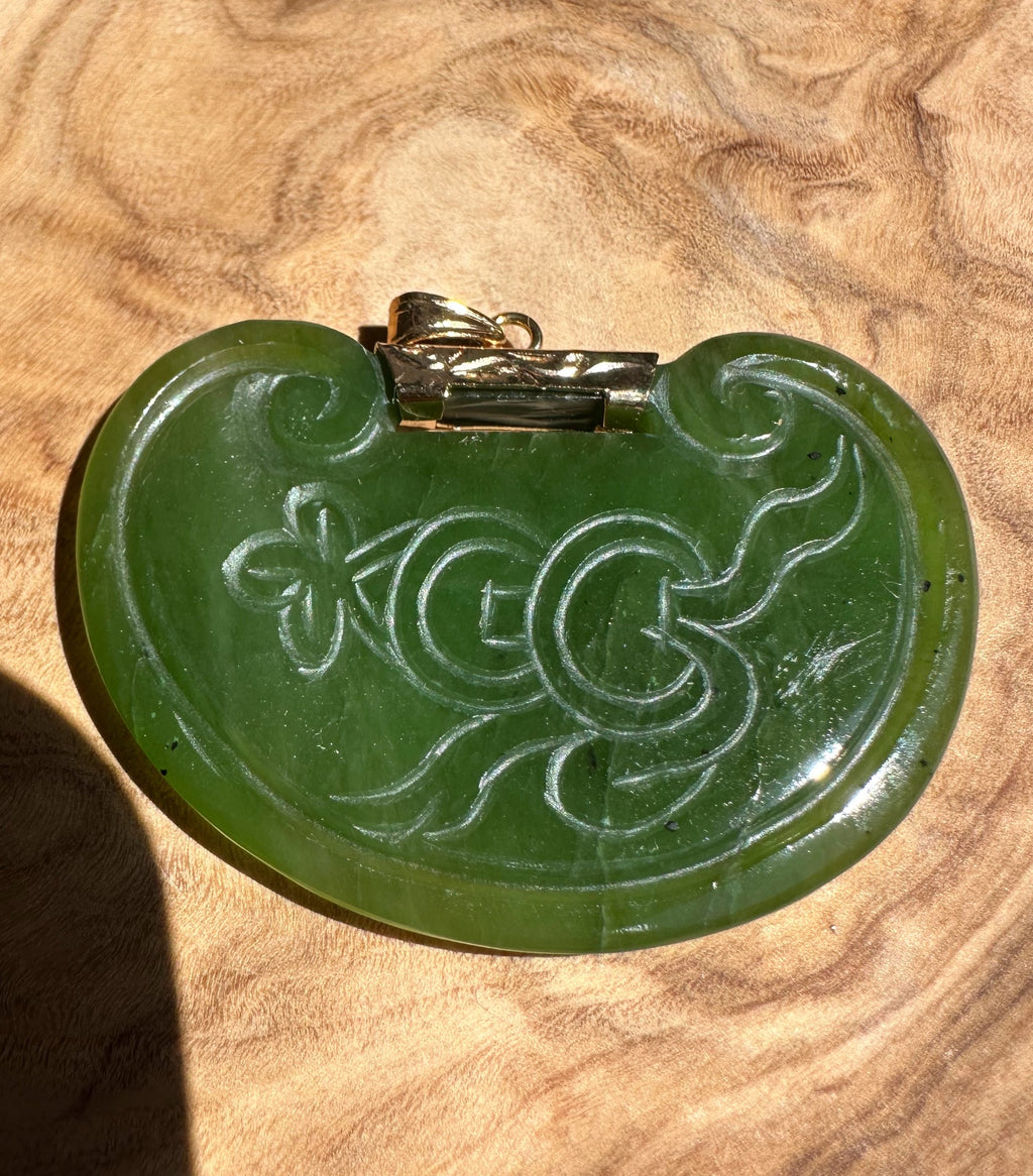 Vintage Jade Birds Pendant - 2"
