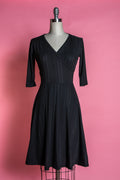 Joanie Knit Dress 3/4 Sleeve - Black Rib Knit