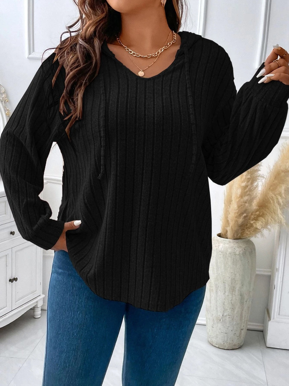 Curvy Simply Staples Hooded Shirt