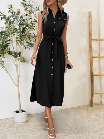 Perfee-Sleeveless Midi Dress