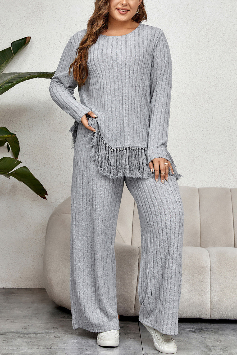 Honey- Curvy Tassel Hem Lounge Set