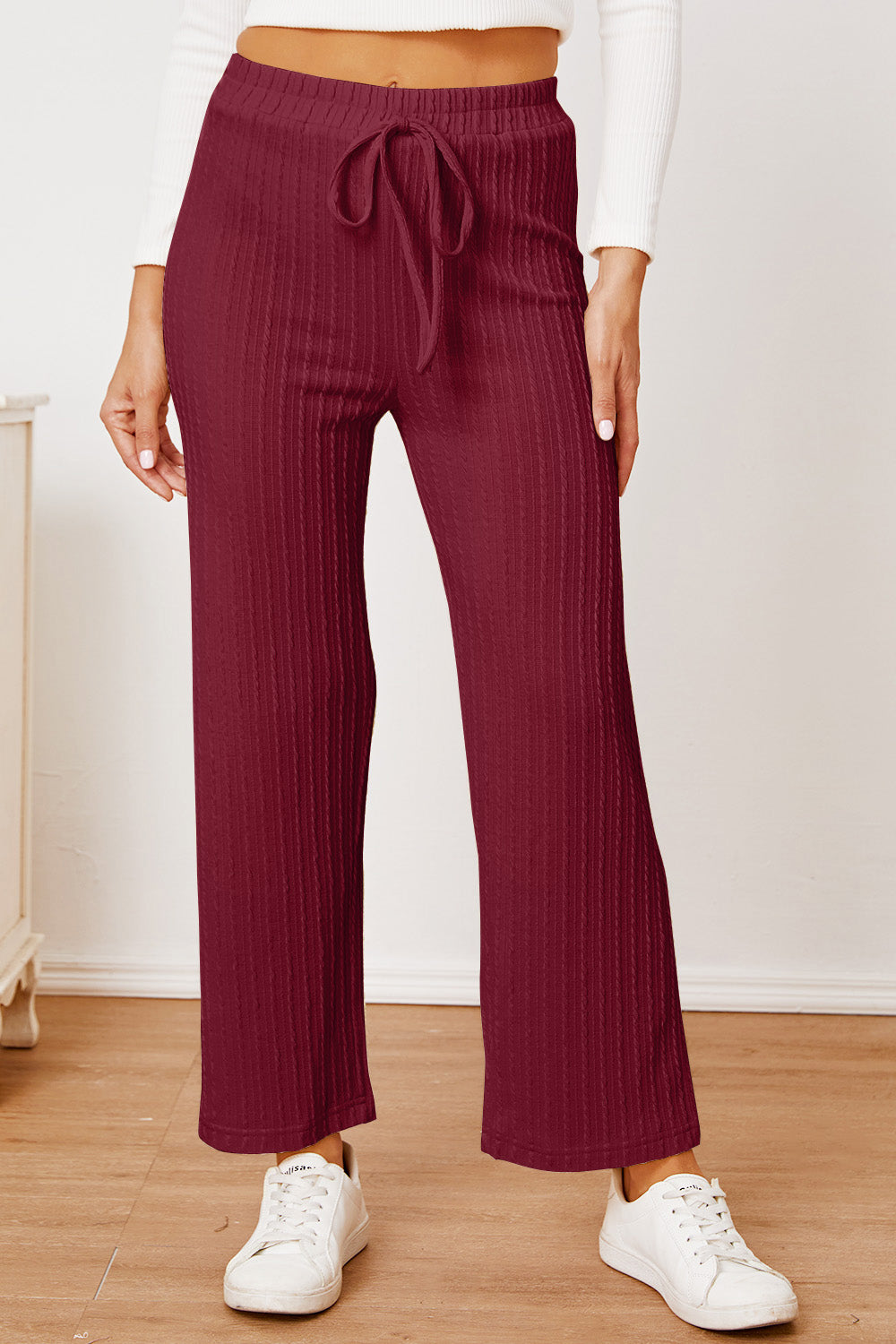 Straight Leg Textured Pants