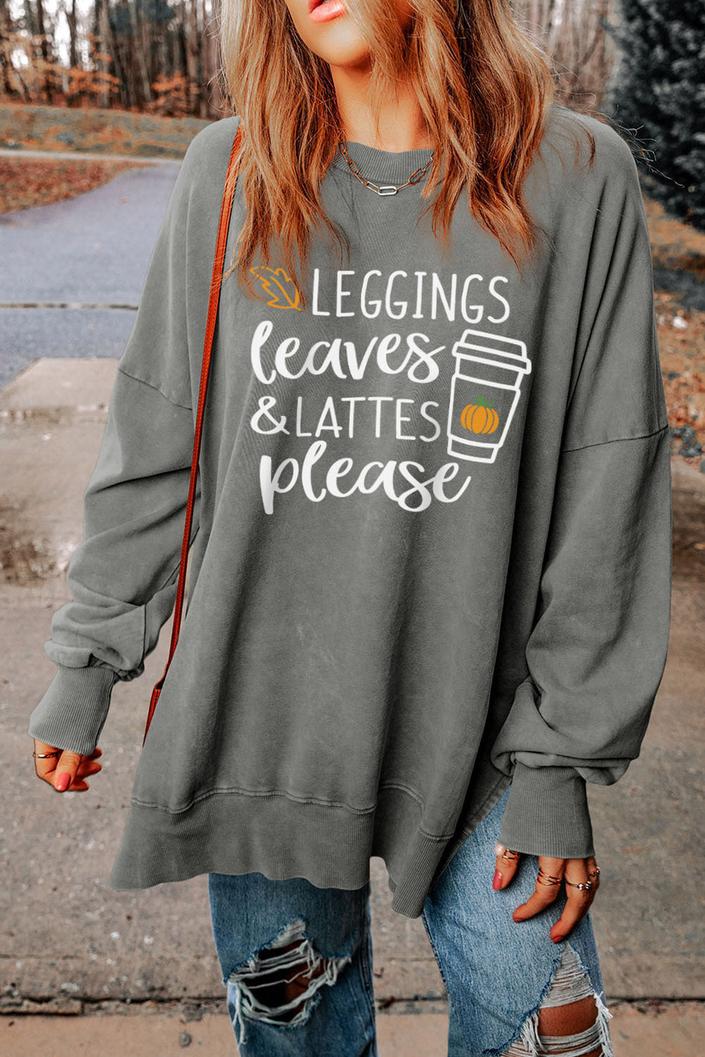 Leggings Leaves and Lattes Graphic Sweatshirt