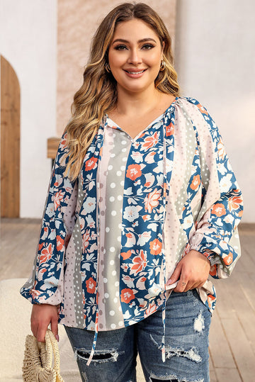 Curvy Floral Tie Blouse