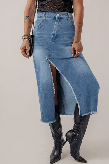 Gravel Roads Asymmetric Denim Skirt