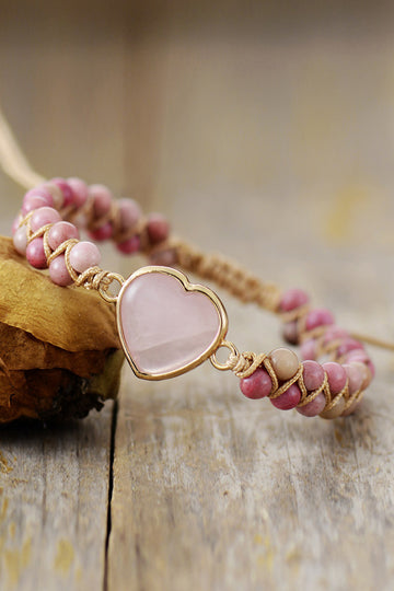 Rose Quartz Heart Bracelet