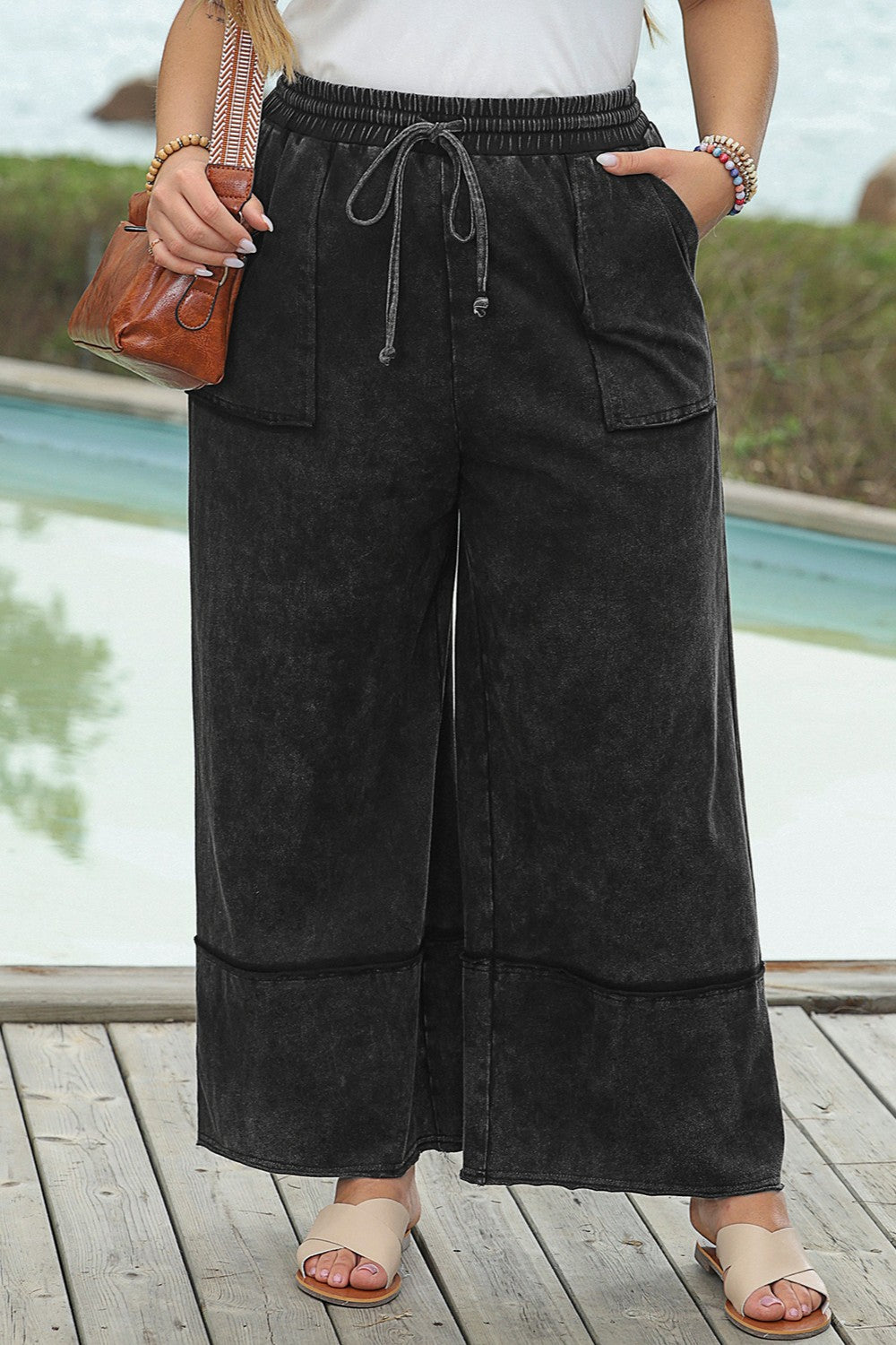 Curvy Drawstring Wide Leg Pants