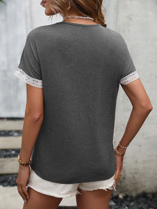 Ivy Lane- Lace Trim Tee