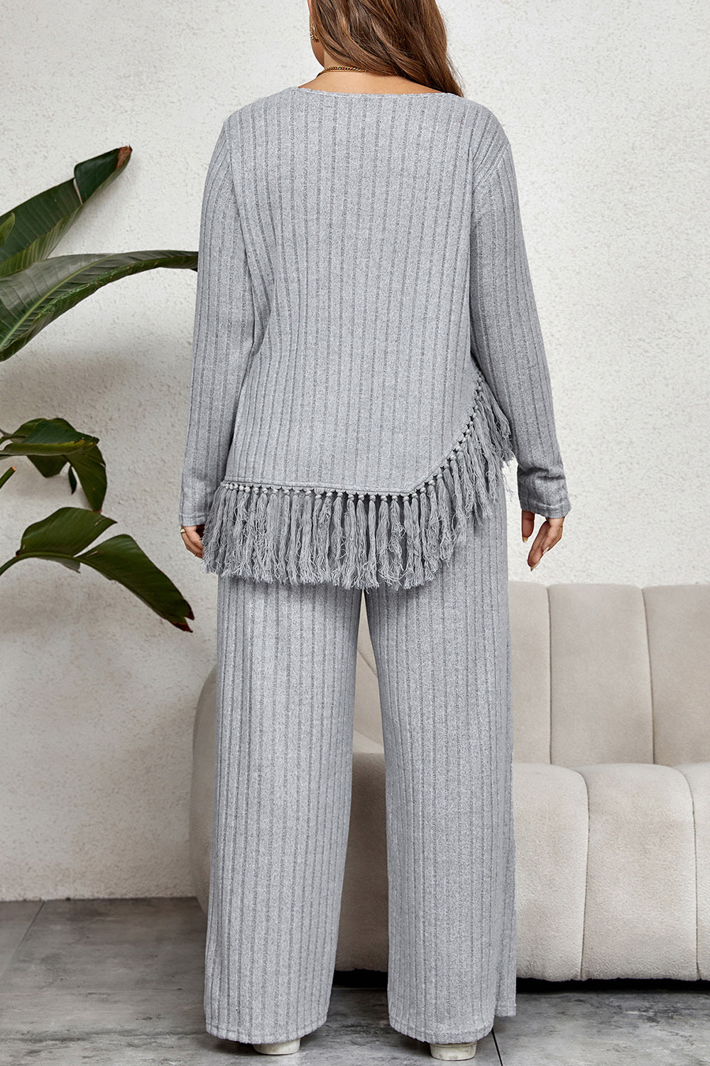 Honey- Curvy Tassel Hem Lounge Set