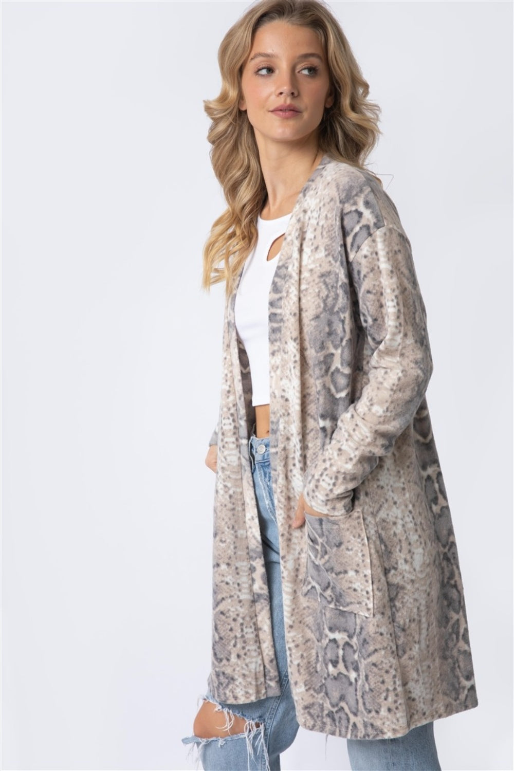 Cherish Apparel-Animal Longline Cardigan