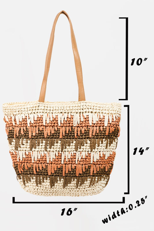 Braided Striped Tote Bag