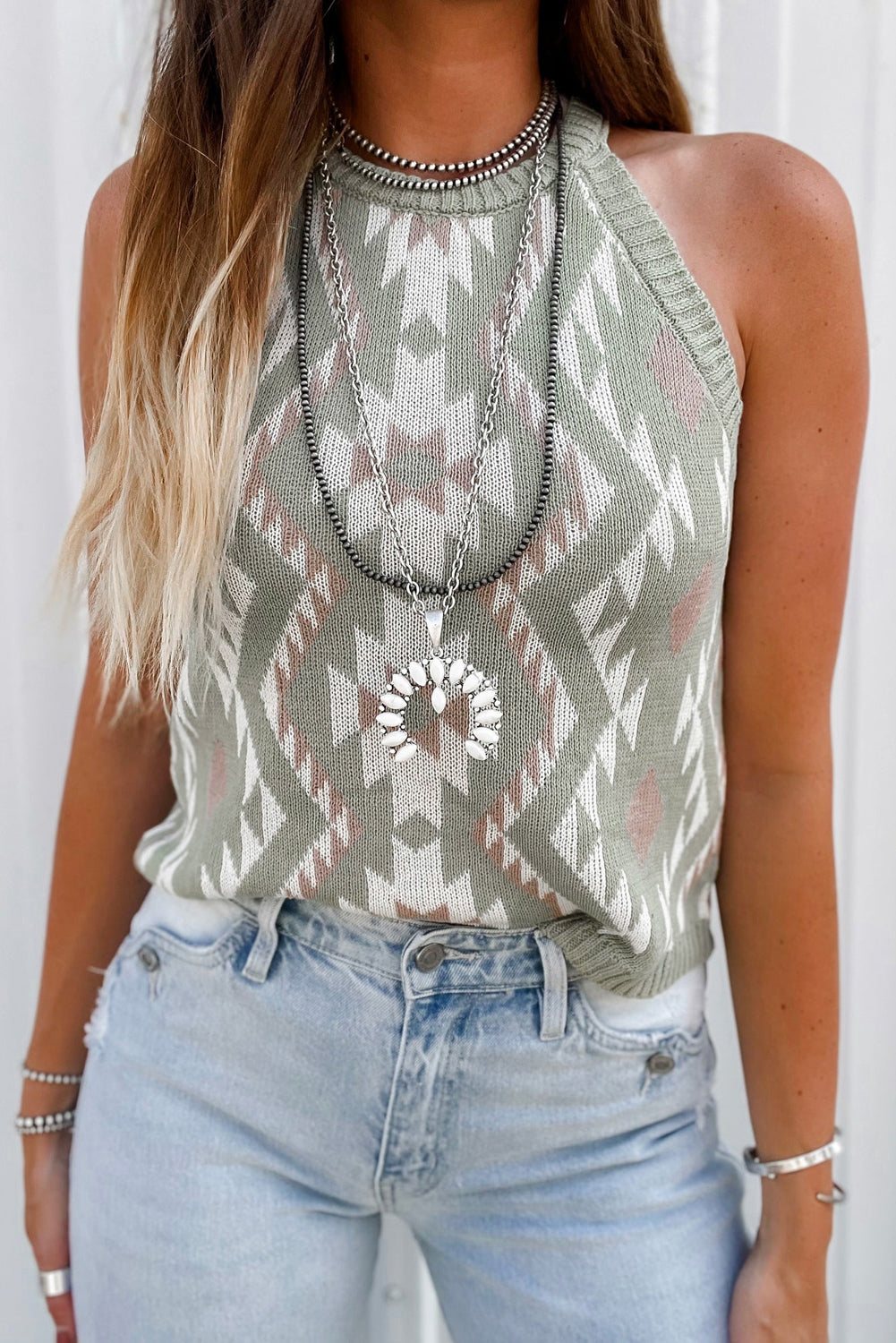 Western Diamonds Sweater Tank