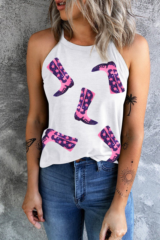 Sequin Boots Graphic Tank